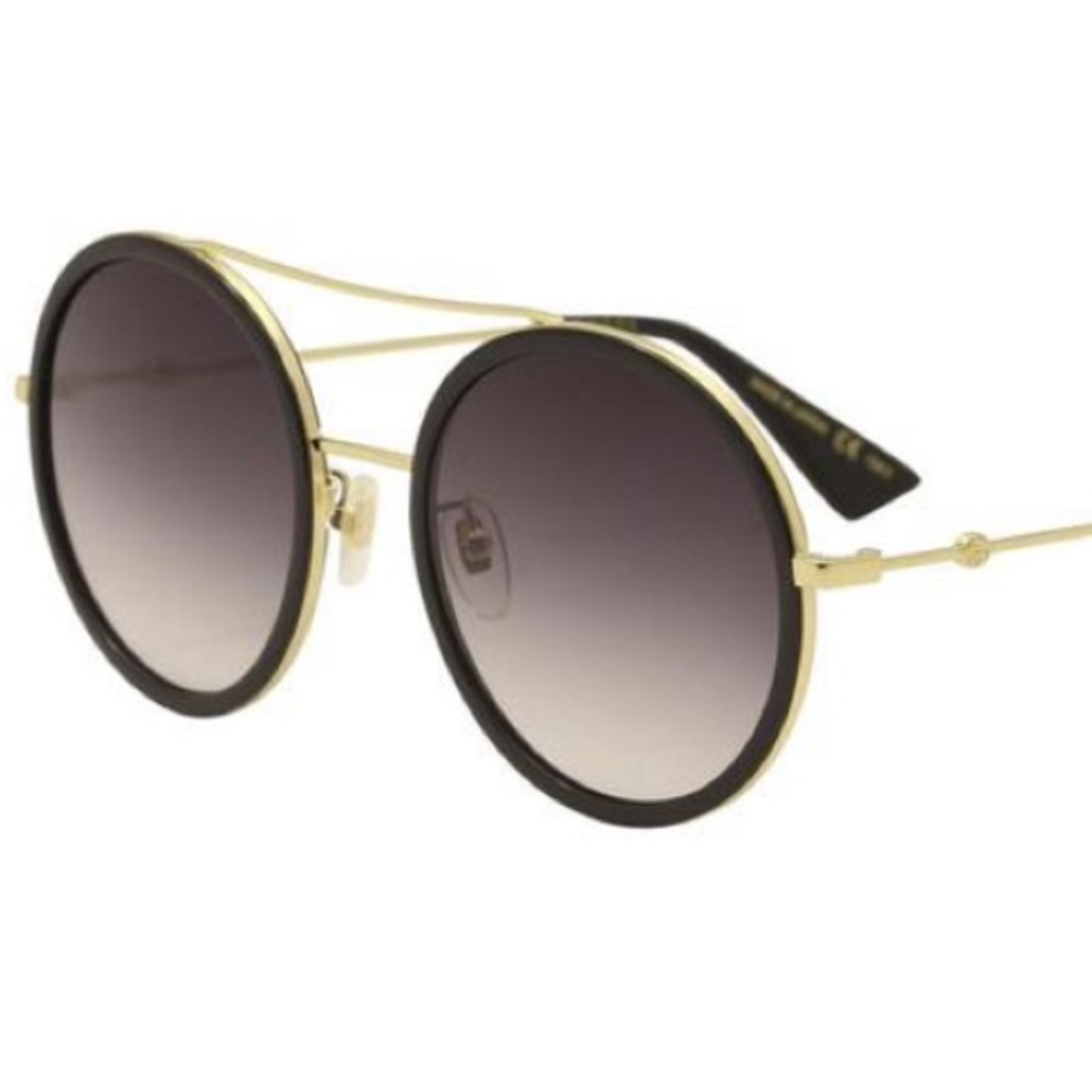 Gucci Black Round sunglasses with gold bar